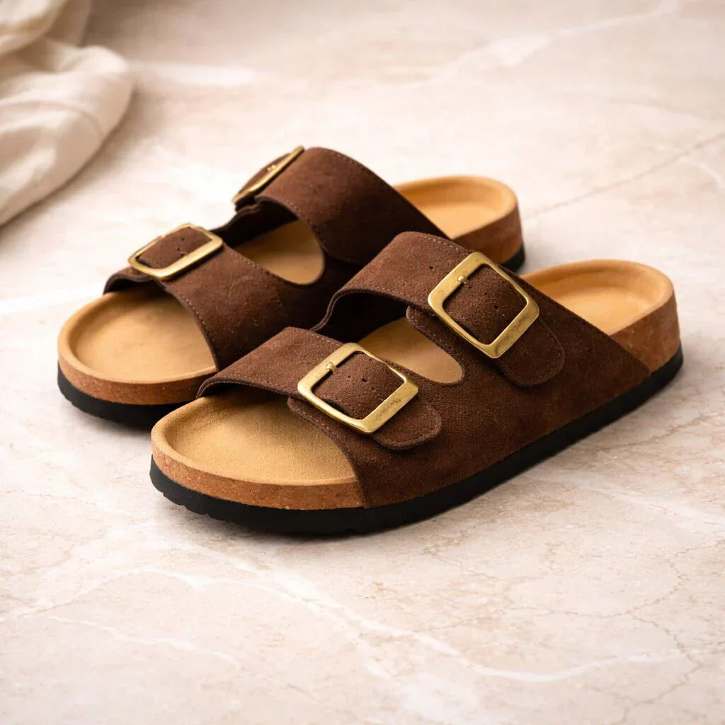 Lottie | Women's Adjustable Buckle Flat Sandals with Comfort Footbed
