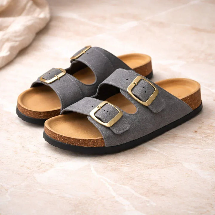 Lottie | Women's Adjustable Buckle Flat Sandals with Comfort Footbed
