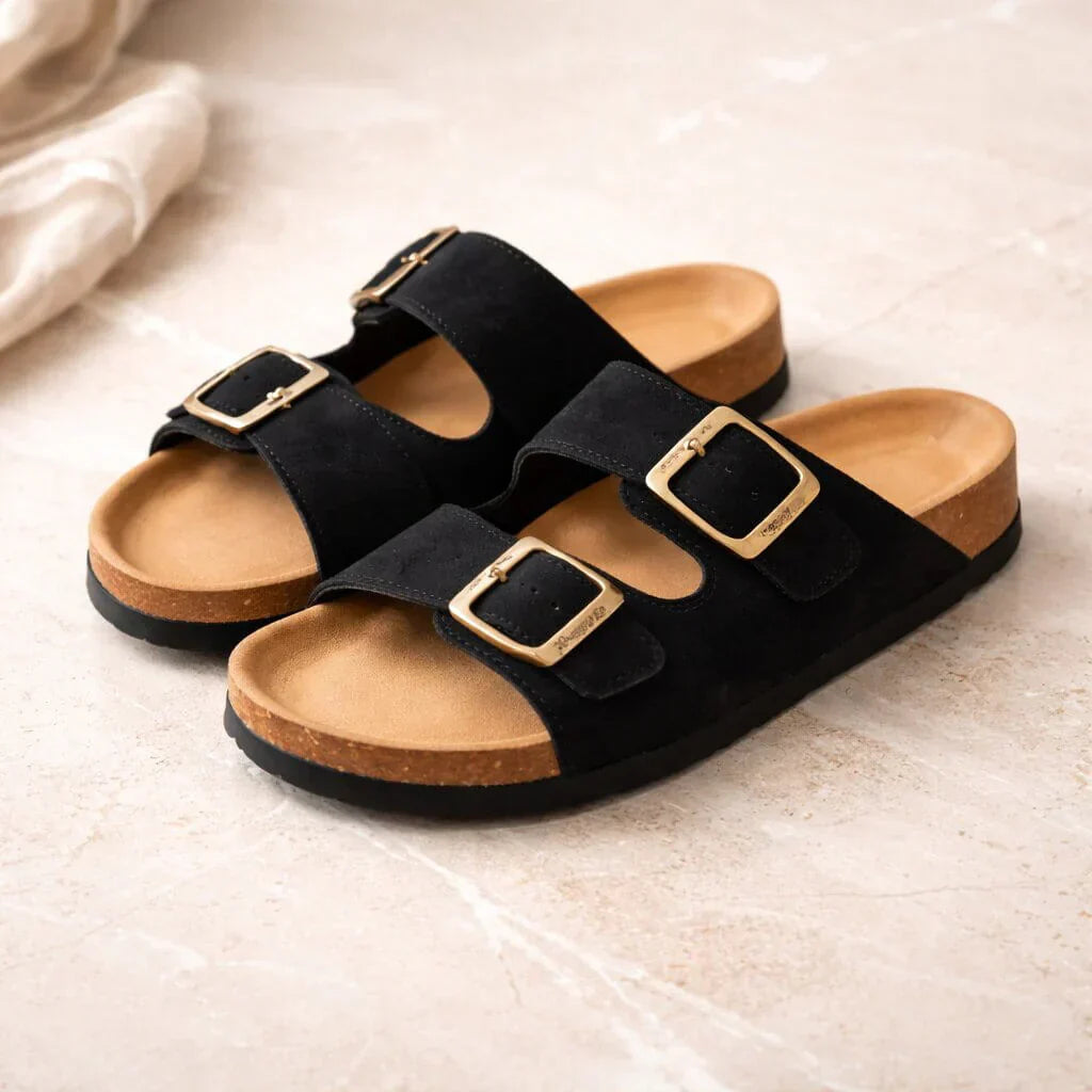 Lottie | Women's Adjustable Buckle Flat Sandals with Comfort Footbed