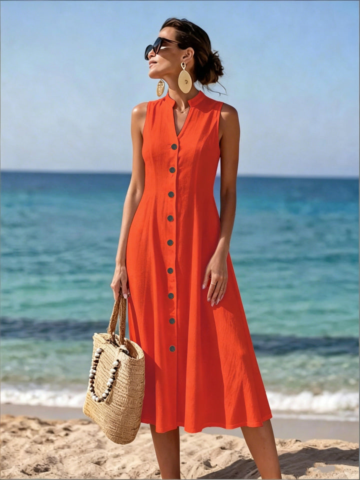 Naira | Sleeveless V-Neck Long Dress