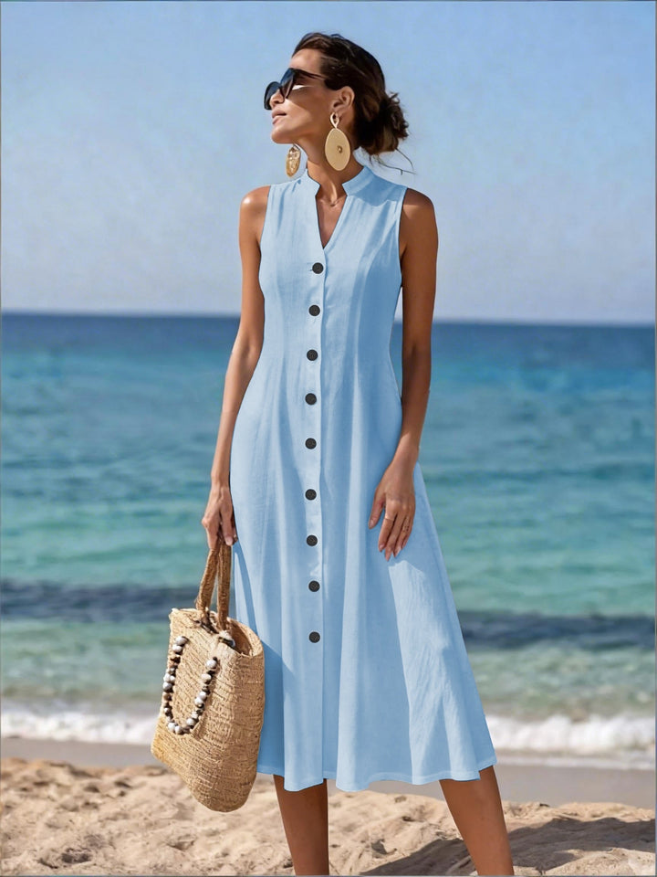 Naira | Sleeveless V-Neck Long Dress