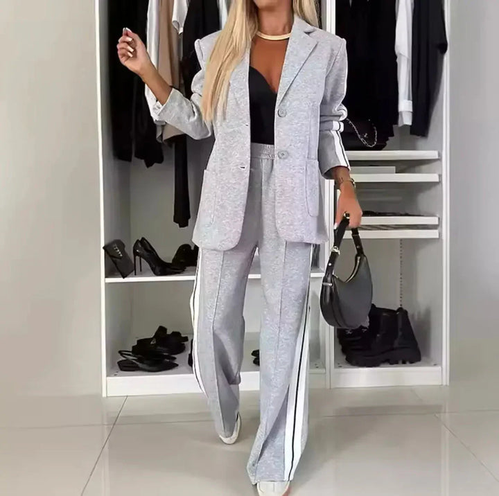Maya | Two Piece Tracksuit Set with Side Stripe Trouser and Blazer