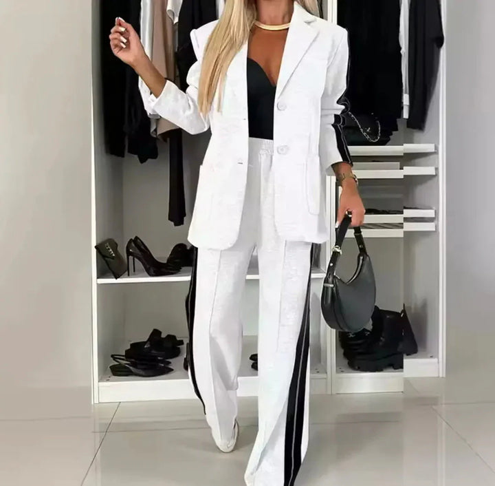Maya | Two Piece Tracksuit Set with Side Stripe Trouser and Blazer