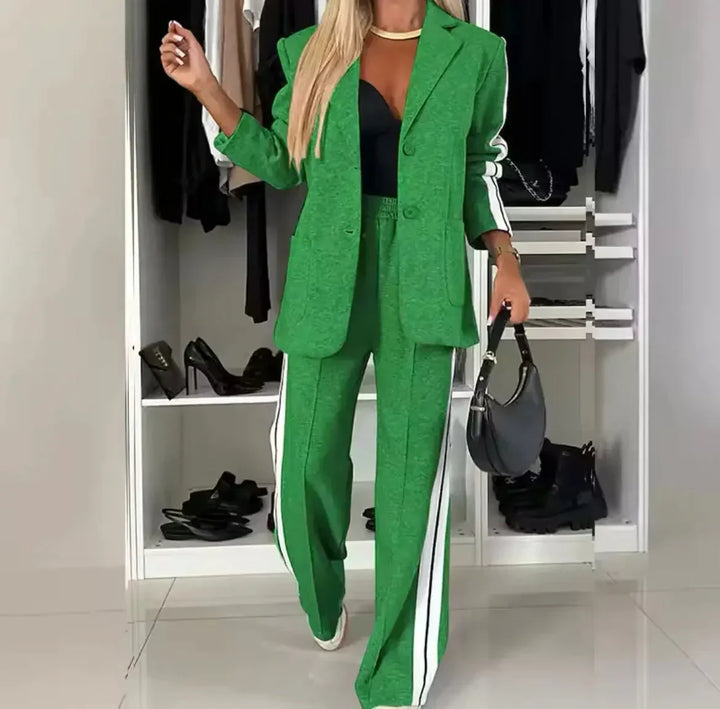 Maya | Two Piece Tracksuit Set with Side Stripe Trouser and Blazer