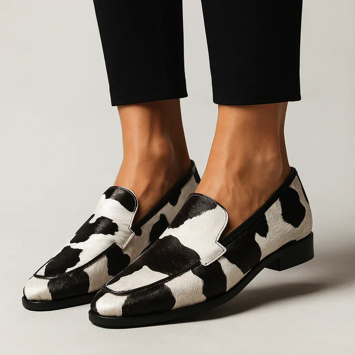 MELLE Cow Print Loafers