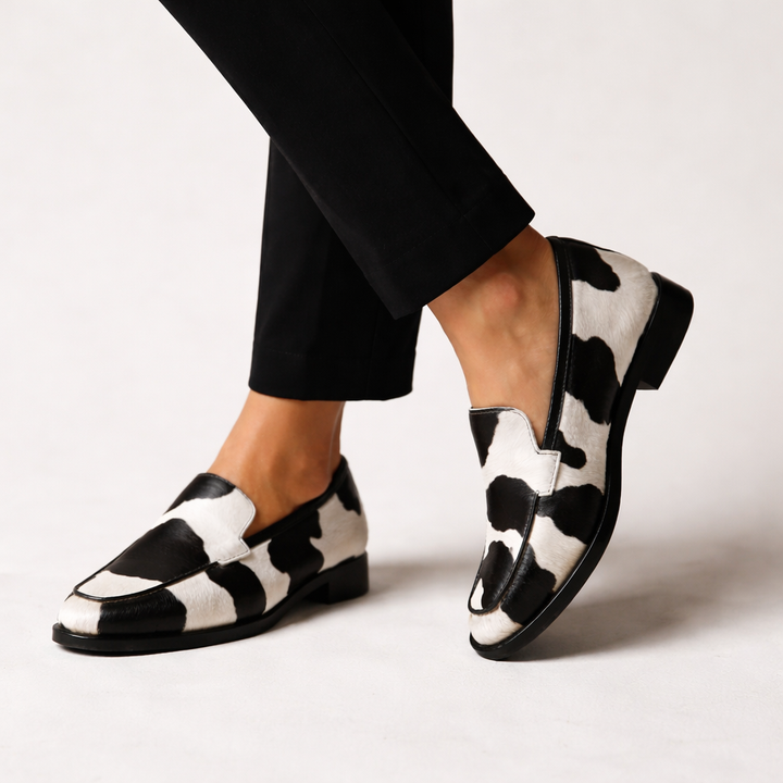MELLE Cow Print Loafers