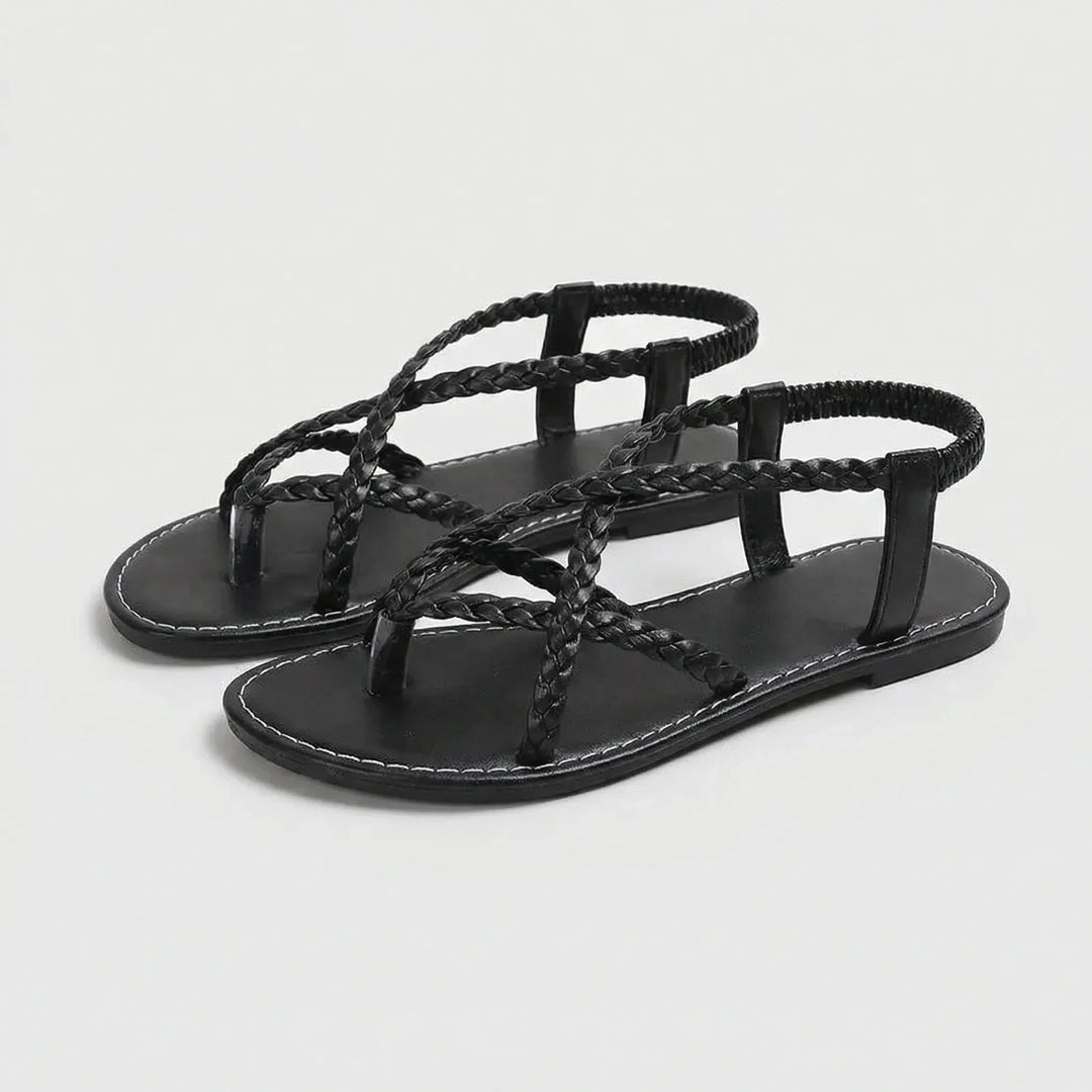 Millicent | Women's Braided Flat Sandals with Ankle Strap