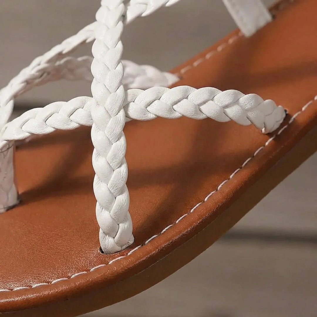 Millicent | Women's Braided Flat Sandals with Ankle Strap