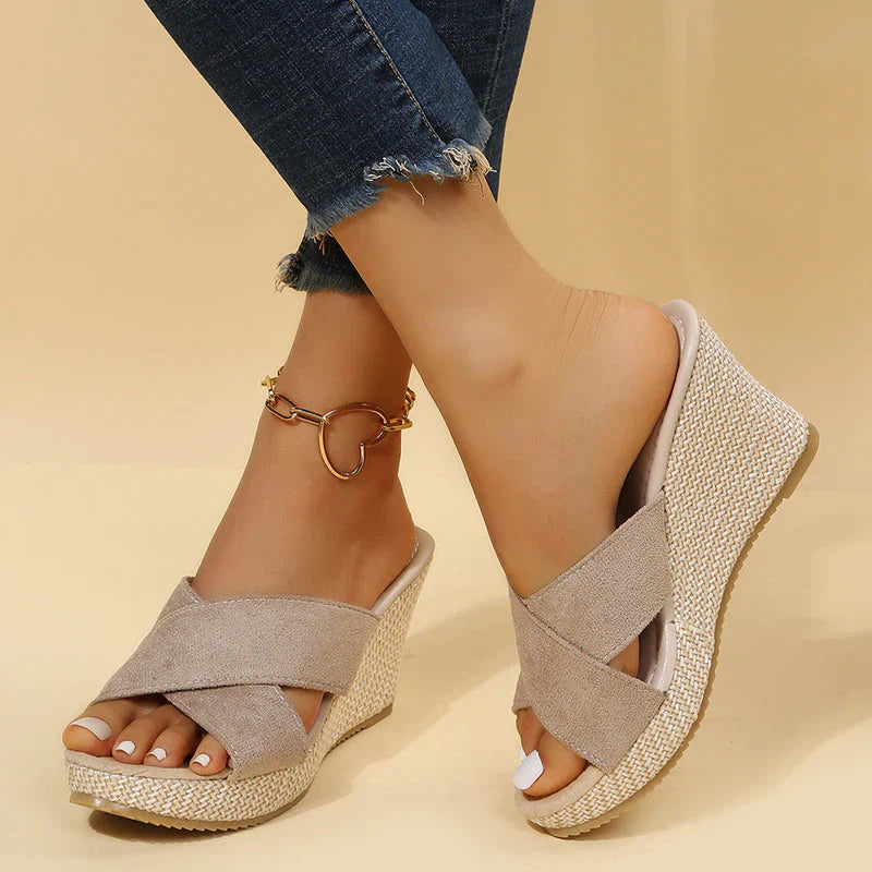 Natalie | Women's Wedge Heels with Cross Straps and Espadrille Sole