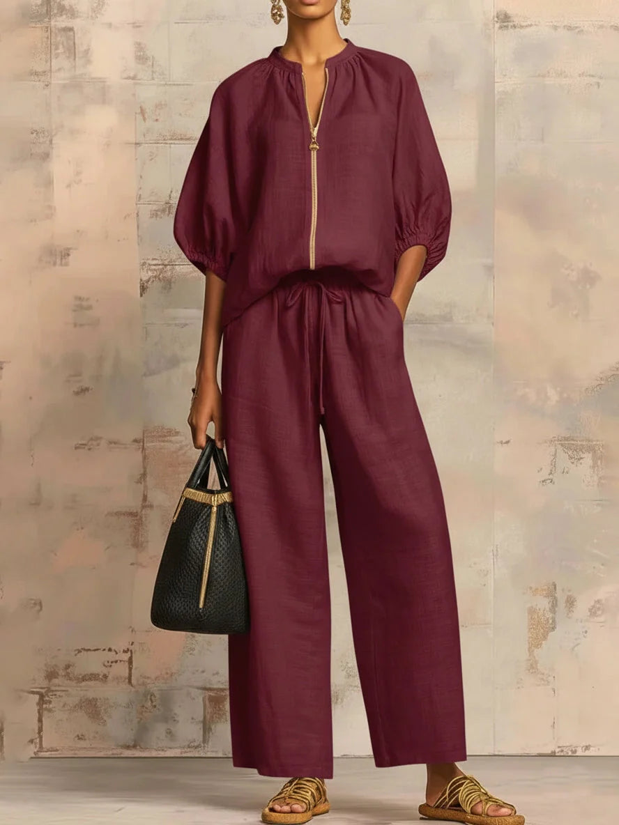 Amélie | Effortless Linen Zip Two-Piece Set