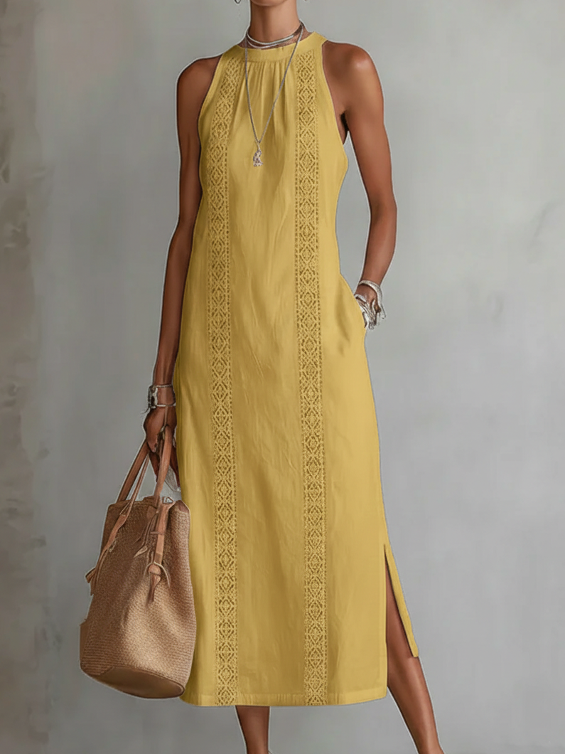 Jimena | Relaxed Mandarin Collar Midi Dress