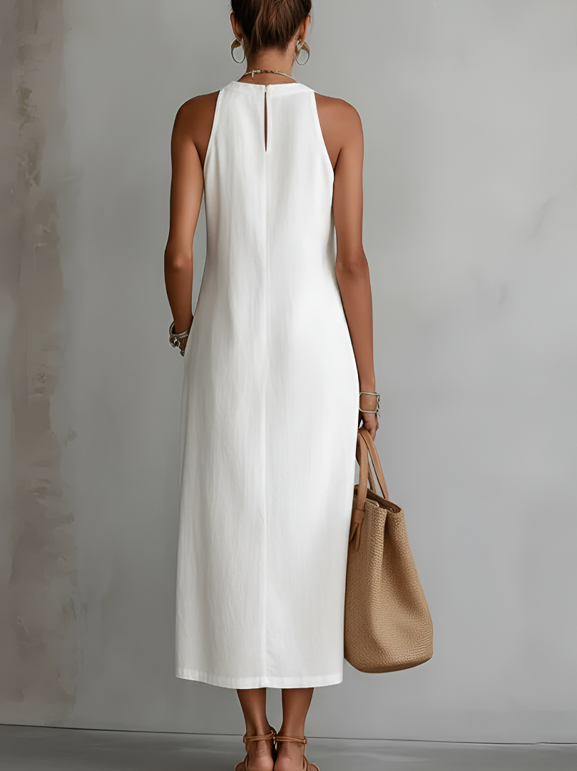 Jimena | Relaxed Mandarin Collar Midi Dress