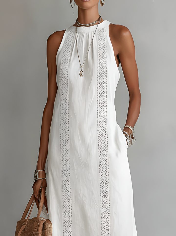Jimena | Relaxed Mandarin Collar Midi Dress