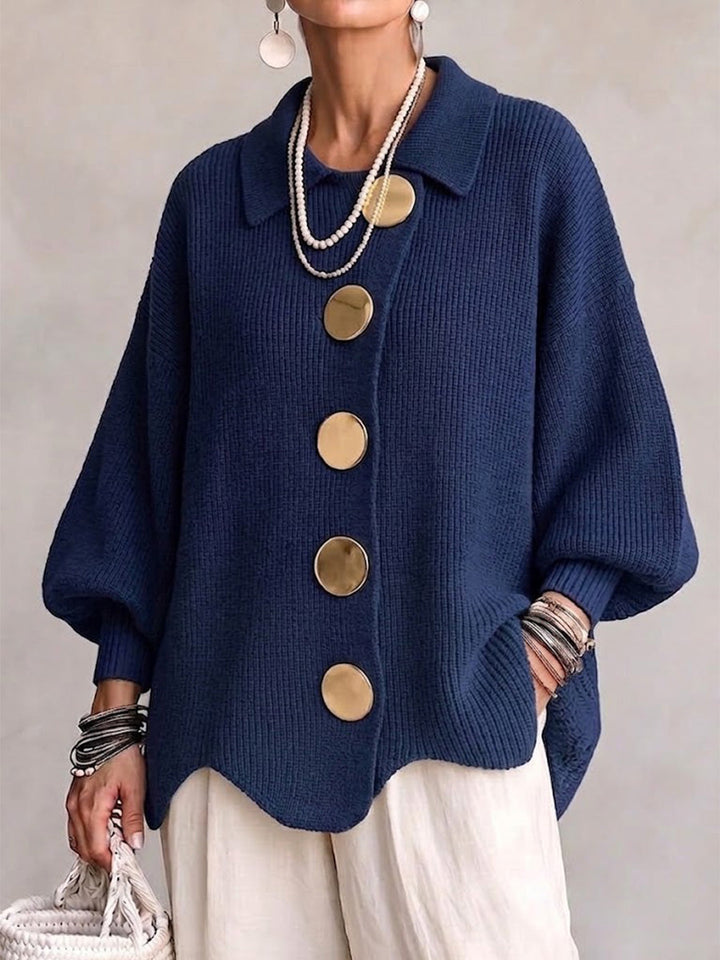 Victoire | Oversized Cardigan with Large Golden Buttons