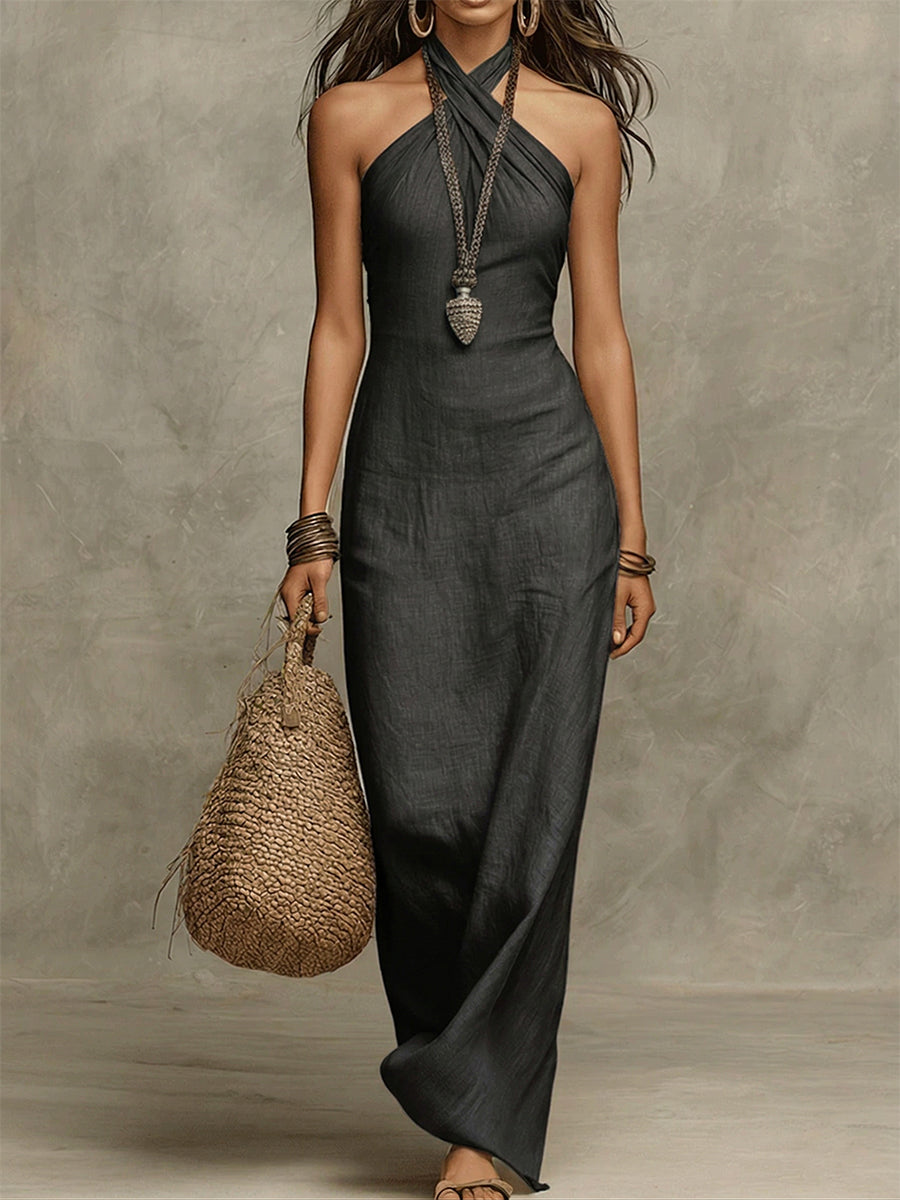 Avelina Dress — Long Dress with Halter Neckline