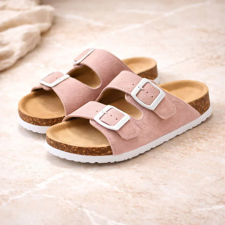 Pamela | Women's Adjustable Strap Cork Footbed Sandals with Buckle