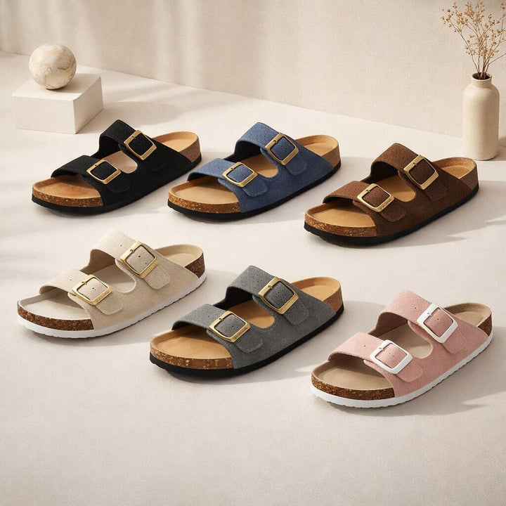 Pamela | Women's Adjustable Strap Cork Footbed Sandals with Buckle