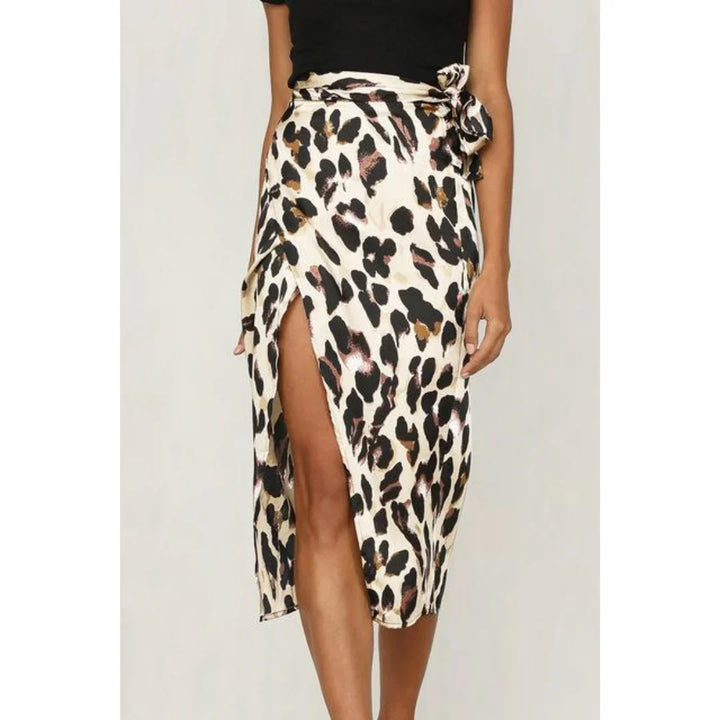 Pamela | Women's Leopard Print Wrap Skirt with Tie Waist