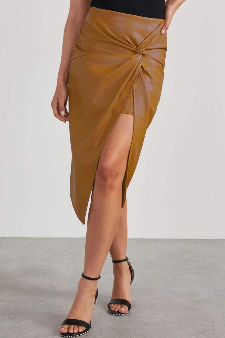 Perdita | Women's Faux Leather Asymmetric Skirt with High Waist
