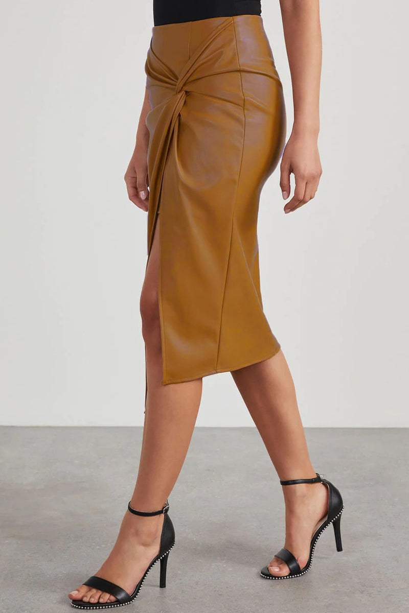 Perdita | Women's Faux Leather Asymmetric Skirt with High Waist