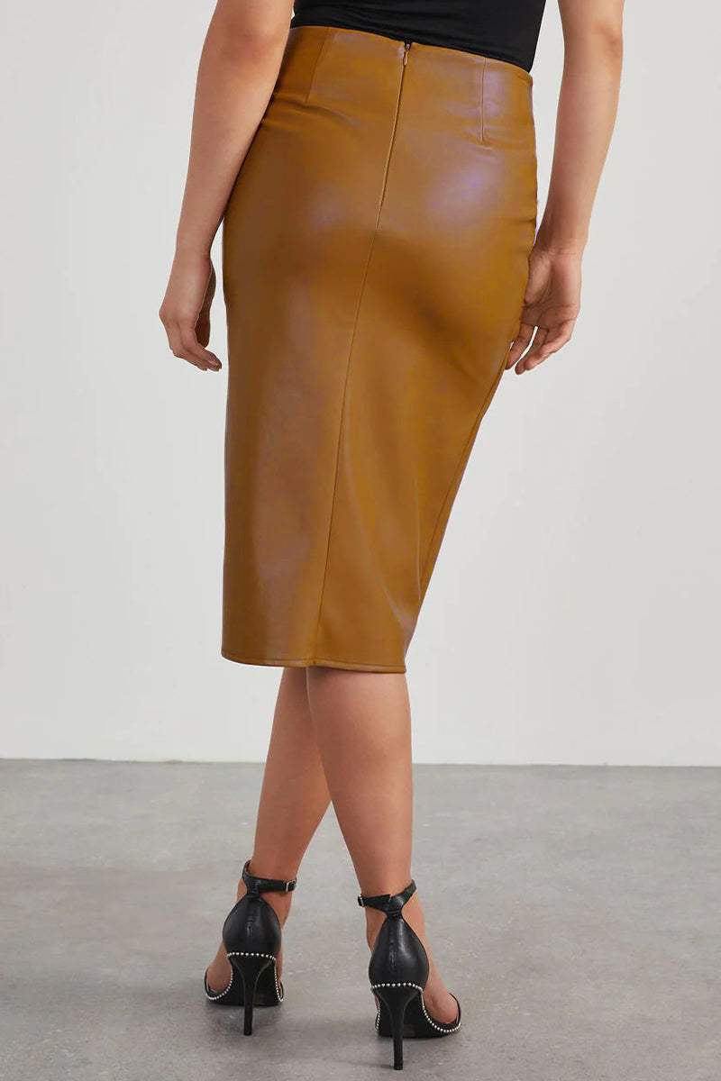 Perdita | Women's Faux Leather Asymmetric Skirt with High Waist