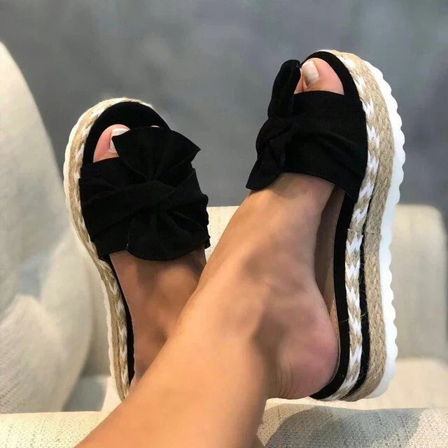 Polly | Women's Platform Bow Sandals with Espadrille Sole