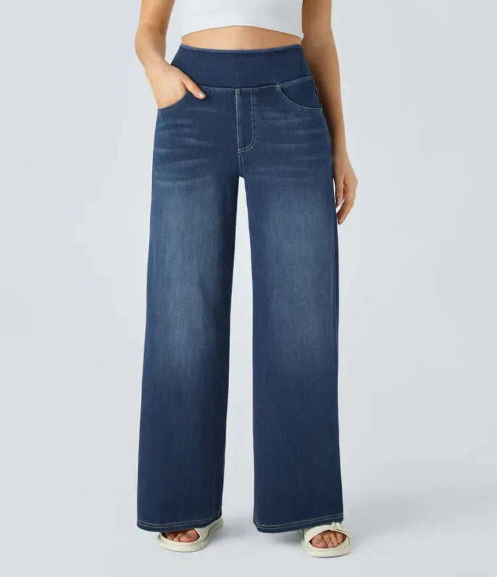 Poppy | Women's Wide Leg Jeans with Elasticated Waist