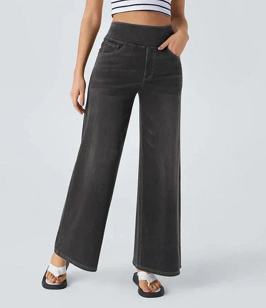 Poppy | Women's Wide Leg Jeans with Elasticated Waist