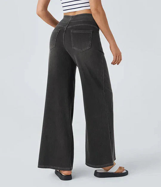 Poppy | Women's Wide Leg Jeans with Elasticated Waist