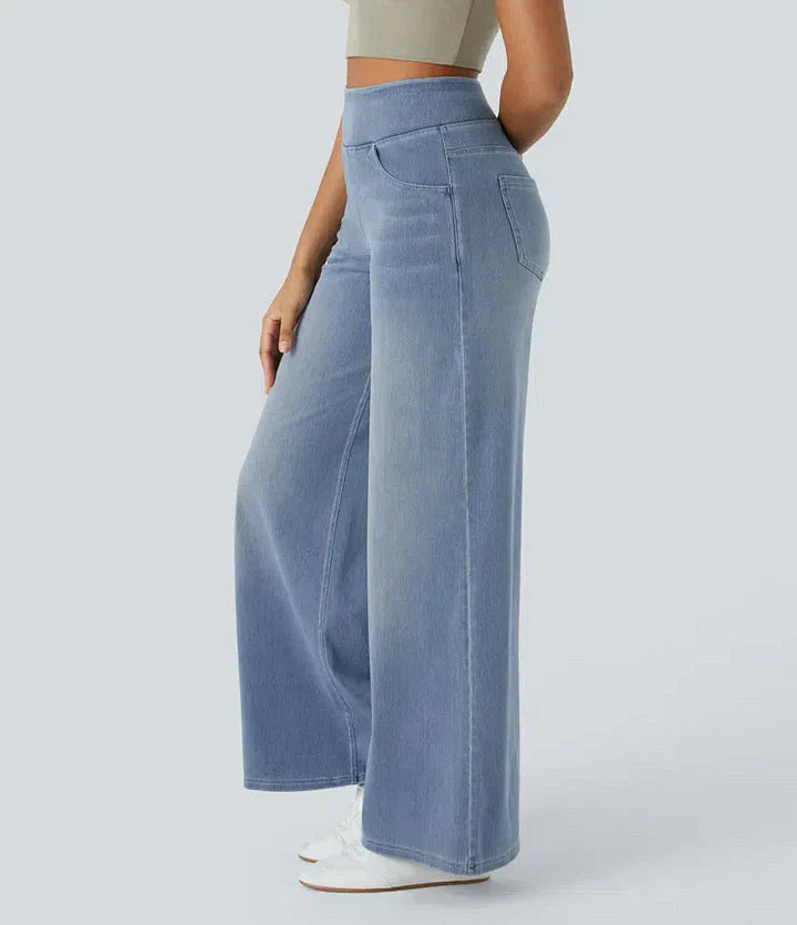 Poppy | Women's Wide Leg Jeans with Elasticated Waist