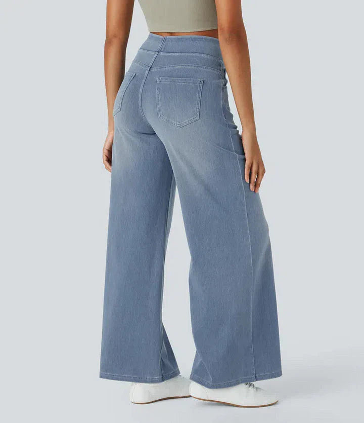 Poppy | Women's Wide Leg Jeans with Elasticated Waist