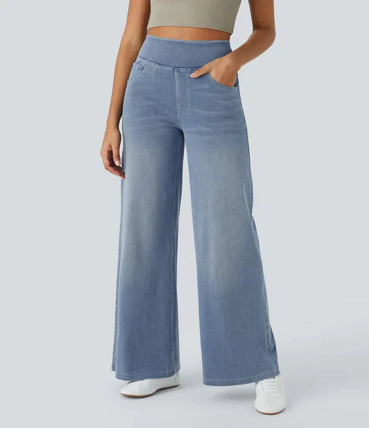 Poppy | Women's Wide Leg Jeans with Elasticated Waist