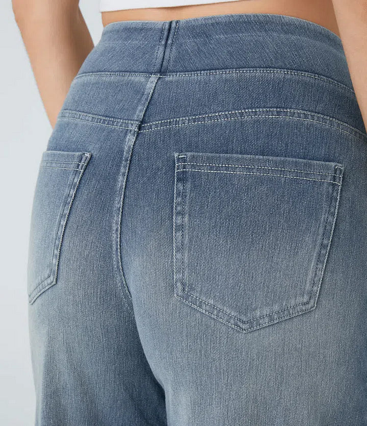 Poppy | Women's Wide Leg Jeans with Elasticated Waist