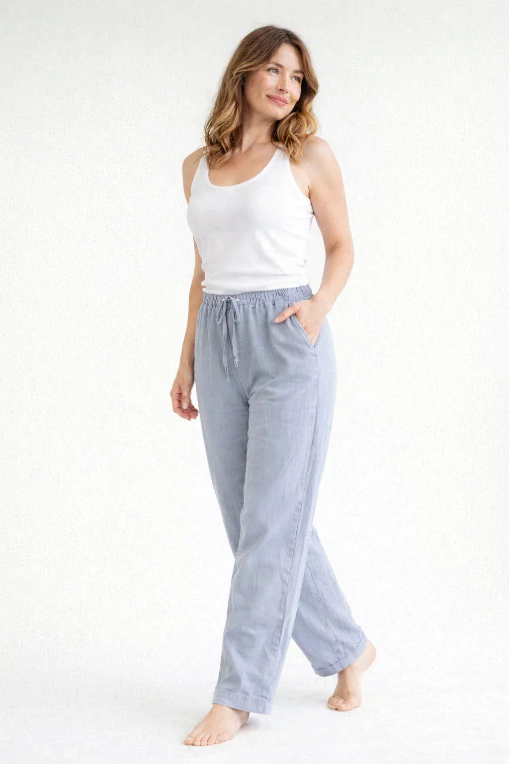 Rebecca | Women's Wide Leg Trouser with Elasticated Waist and Drawstring