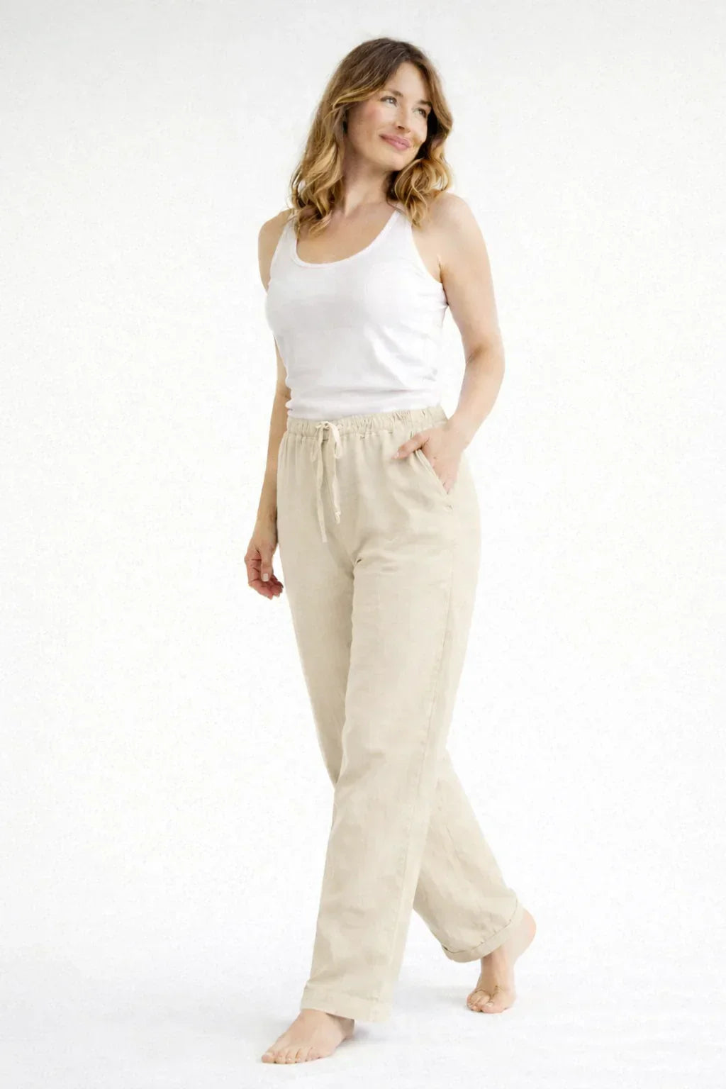 Rebecca | Women's Wide Leg Trouser with Elasticated Waist and Drawstring