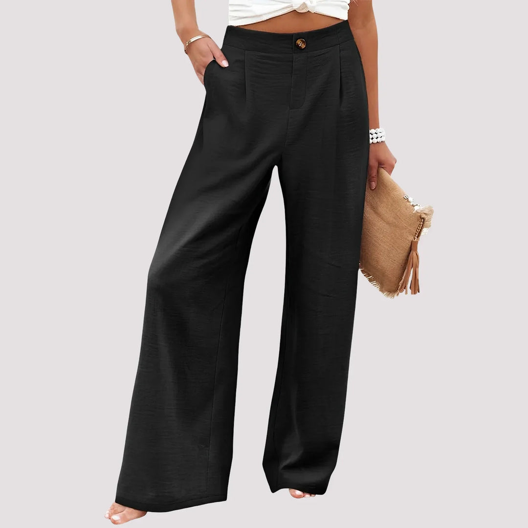 Roberta | Women's Wide Leg Trouser with High Waist and Side Pockets