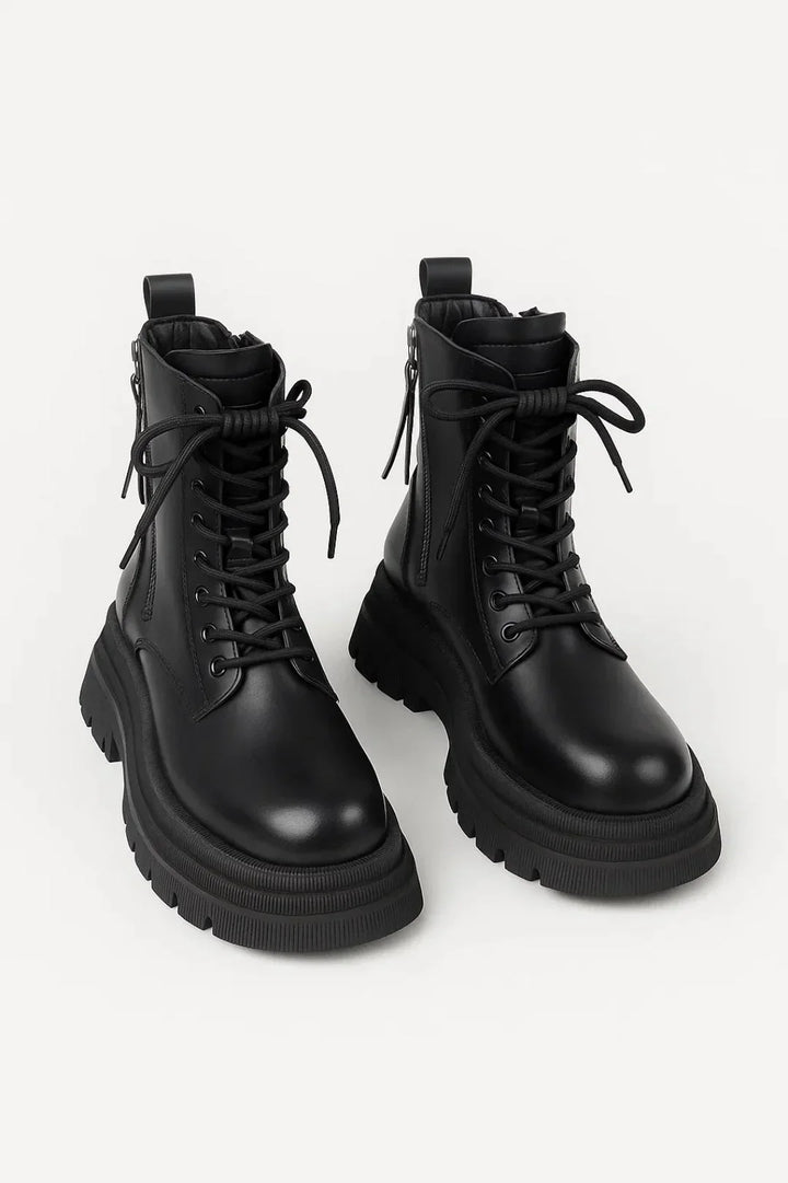 Rosie | Women's Lace Up Chunky Platform Boots with Side Zip