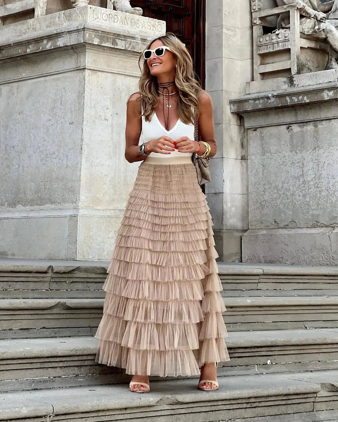 Rowena | Women's Tiered Skirt with High Waist