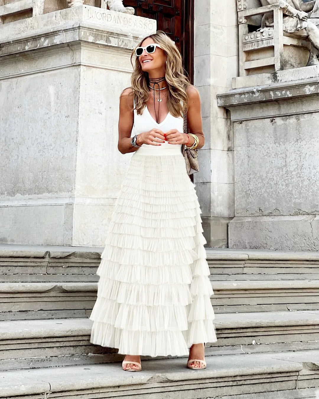 Rowena | Women's Tiered Skirt with High Waist