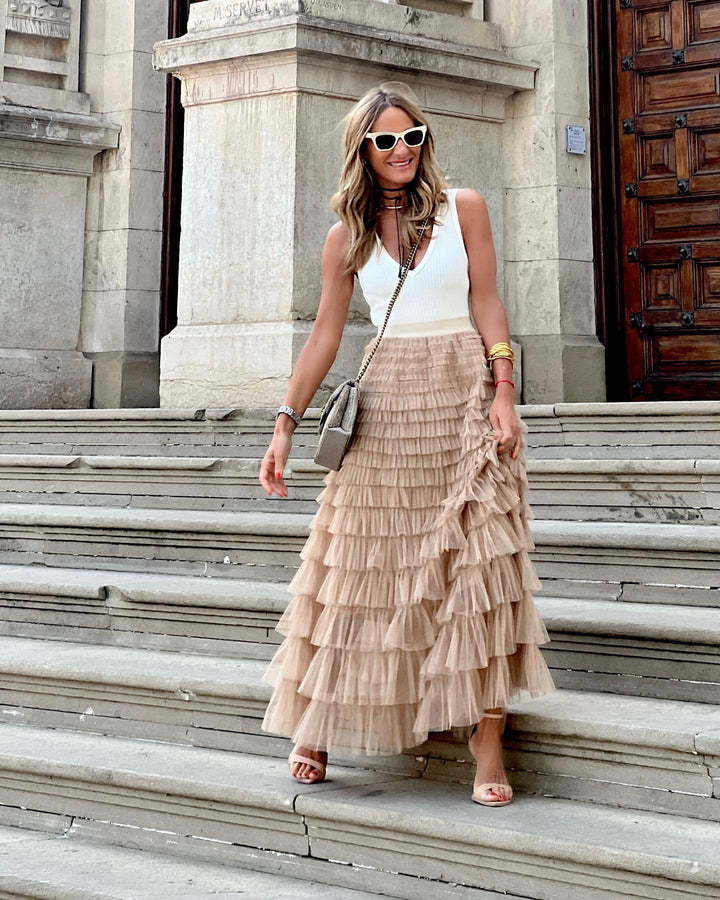 Rowena | Women's Tiered Skirt with High Waist