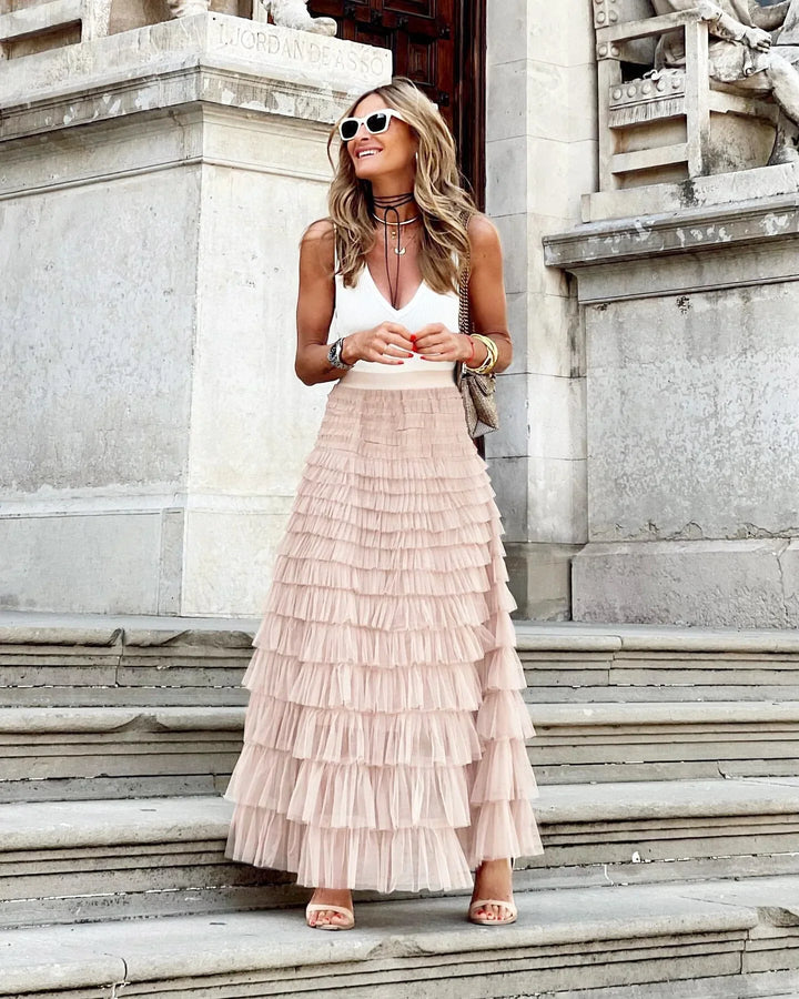 Rowena | Women's Tiered Skirt with High Waist