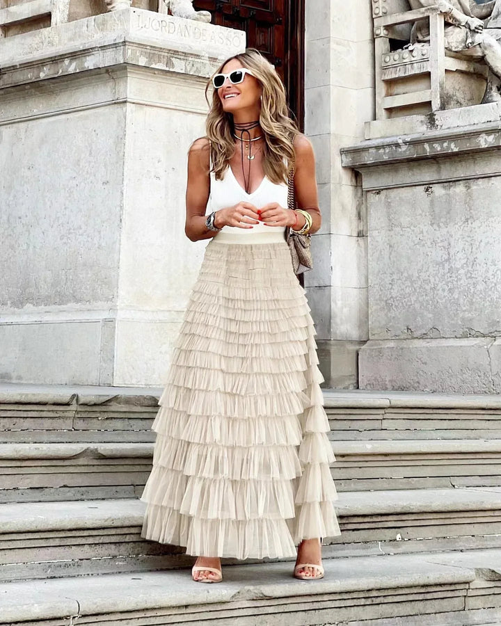 Rowena | Women's Tiered Skirt with High Waist