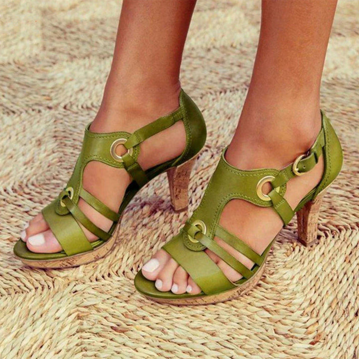 Roxanne | Women's Gladiator Heel Sandals with Buckle Strap