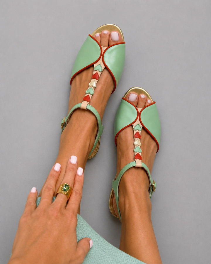 PEARL | Heart Detail Slingback Sandals