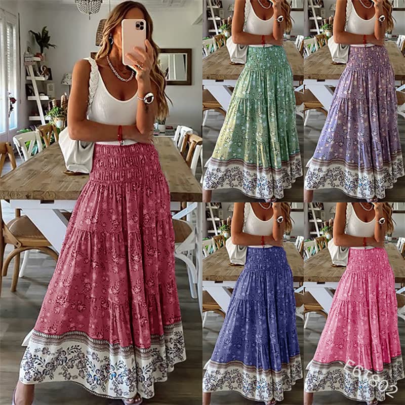 Serena | Women's Smocked Tiered Floral Skirt with Waist