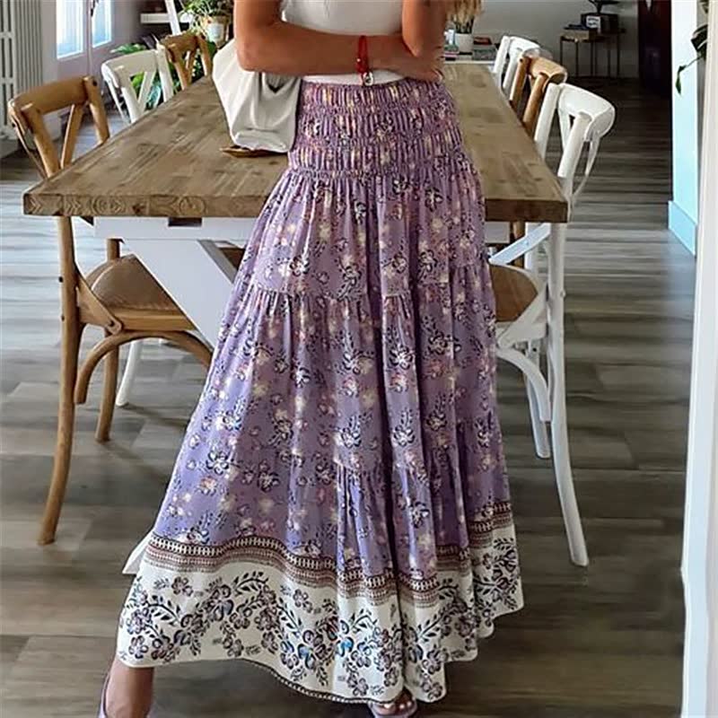 Serena | Women's Smocked Tiered Floral Skirt with Waist