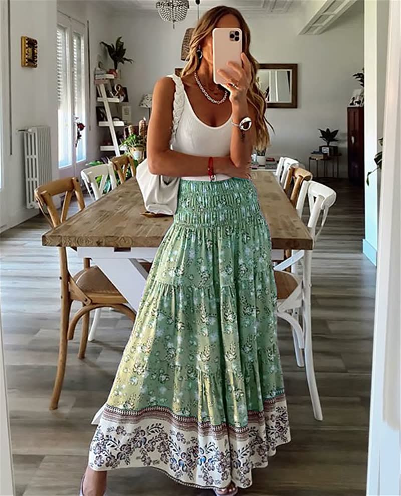 Serena | Women's Smocked Tiered Floral Skirt with Waist