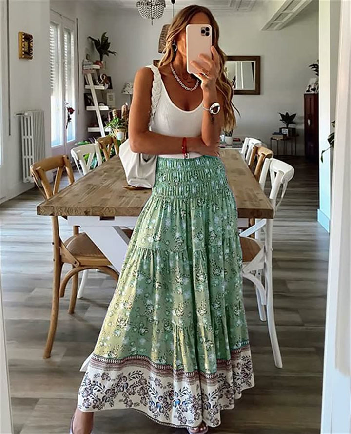 Serena | Women's Smocked Tiered Floral Skirt with Waist