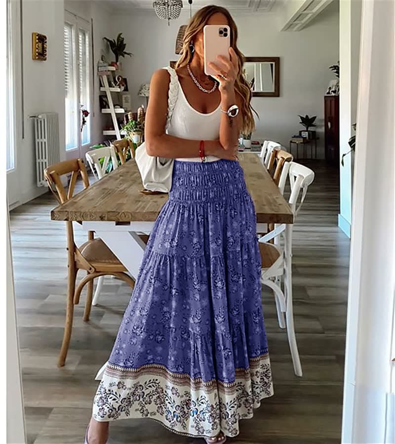 Serena | Women's Smocked Tiered Floral Skirt with Waist