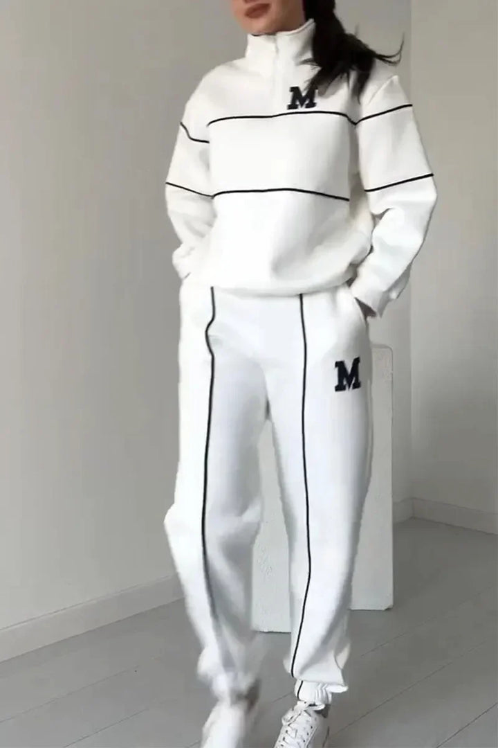 Sheila | Tracksuit with Contrast Piping and Zip Neck